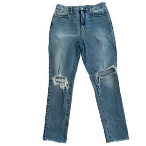 Good American The Weekender Jeans Distressed Raw Hem Women’s Size 8/29